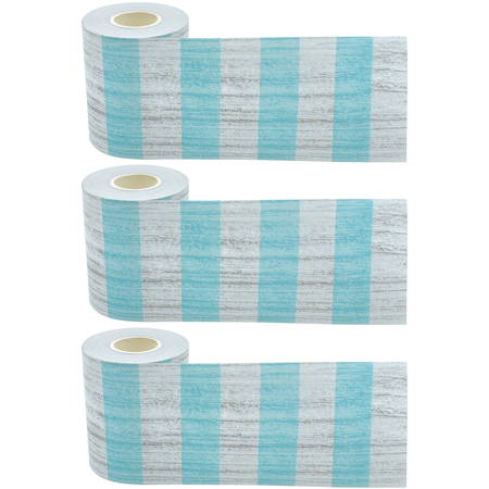 TEACHER CREATED RESOURCES Vintage Blue Stripes Straight Rolled Border Trim, 50 Feet/Roll, PK3 TCR8924